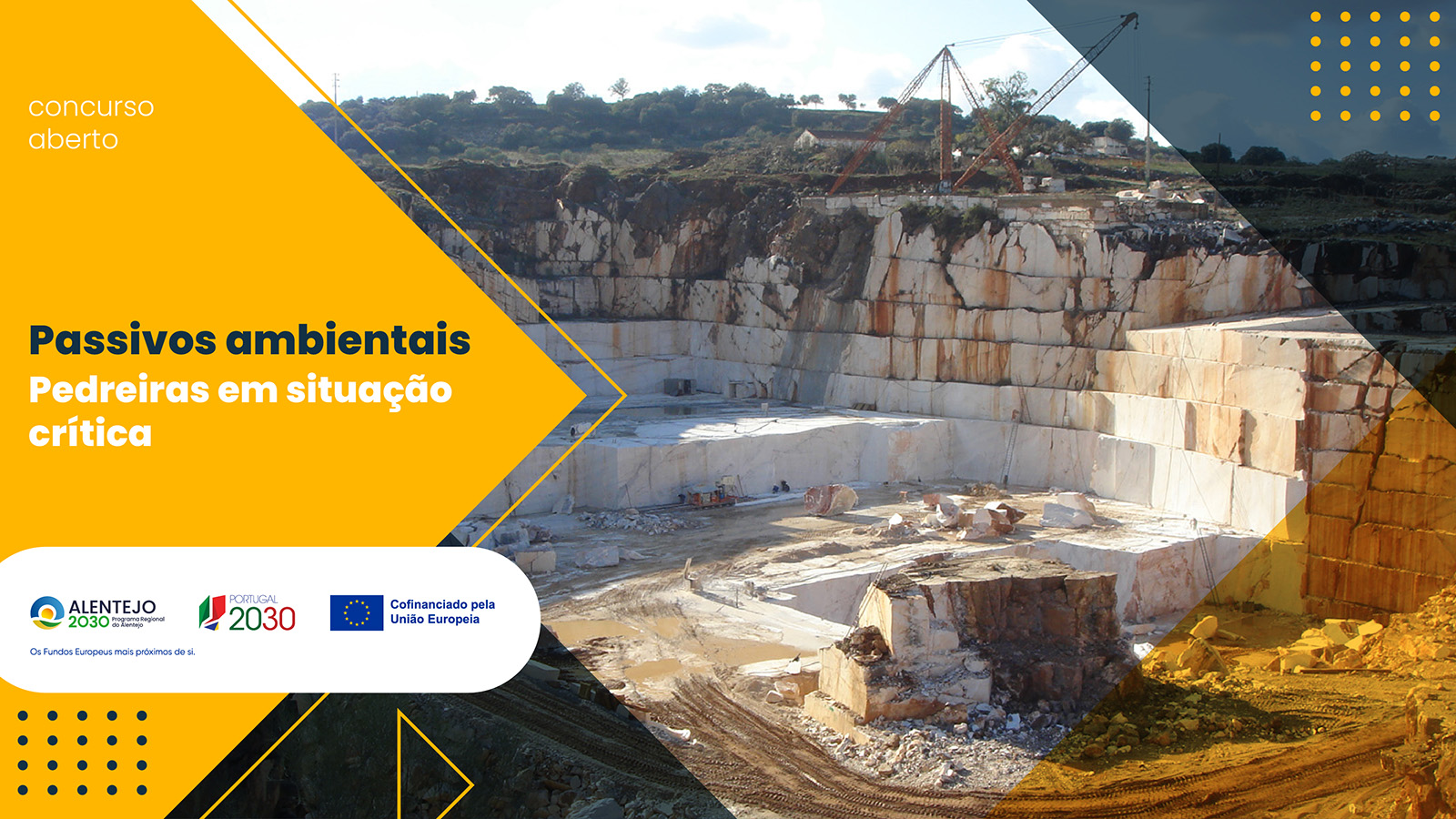 aviso_pedreiras Alentejo 2030 abre concurso de 3 milhões de euros para recuperação ambiental de pedreiras em situação crítica