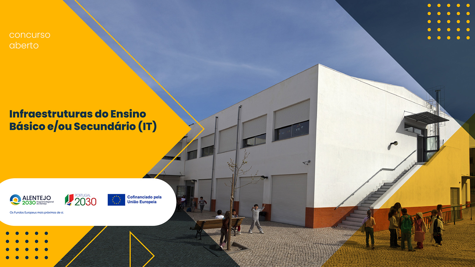 Alentejo 2030 disponibiliza concurso de 11,4 milhões de euros para requalificação de infraestruturas do ensino básico e secundário